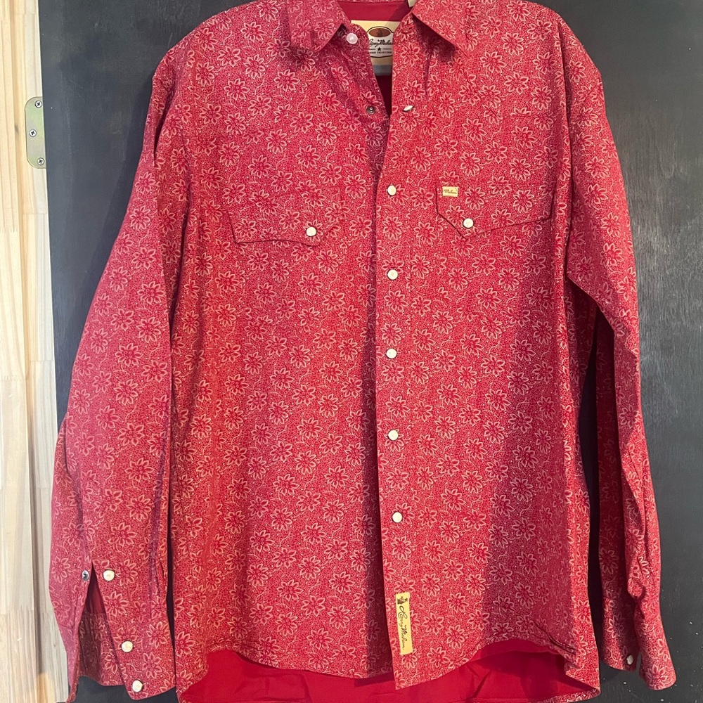 Larry Mahan Red Patterned Casual Button Down Shirt
